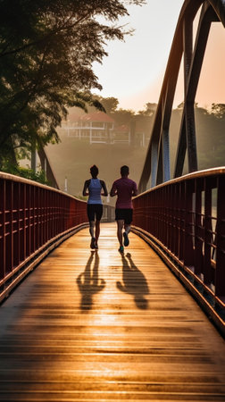 Generative AI : Iron bridge in Chiangmai Thailand with Cassia fistulaの素材
