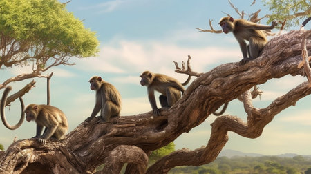 Generative AI : monkeys on a treeの素材