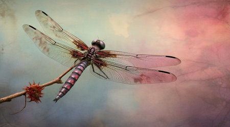 Generative AI : Dragonfly on a branchの素材