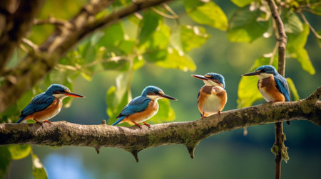 Generative AI : Chicks of Banded Kingfisher Lacedo pulchella in the natureの素材