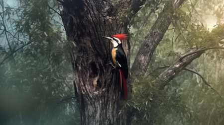 Generative AI : Common flameback and Squirrel teasing each otherの素材