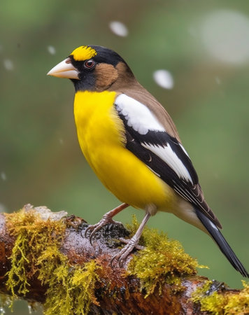 Generative AI : Japanese Grosbeak Eophona personata rest at Swamp in natureの素材