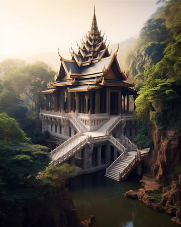 Generative AI : Tiger Cave Temple Wat Tham Suea in Kanchanaburi Thailand One of the most attractive temples in Thailandの素材