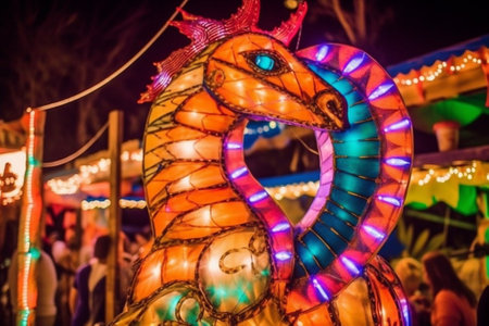 Generative AI : dragon Lantern Colorful Lantern Festival or Yee Peng Festival North of Thailand new years Chiang Mai Thailandの素材