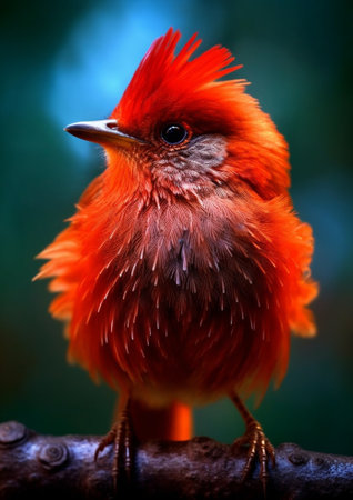 Generative AI : Beautiful Red Bird Red Avadavat Amandava amandava on a branchの素材