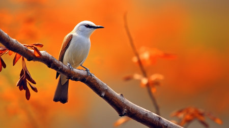 Generative AI : Beautiful bird Greybacked shrike Lanius tephronotus on branch in the natureの素材