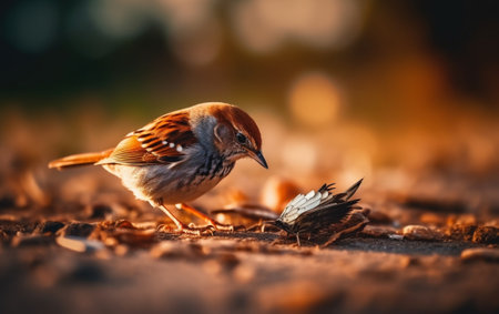 Generative AI : Beautiful bird on a ground