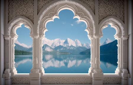 Generative AI : Beautiful window at Mrigadayavan Palace Marukhathaiyawan in ChaAm Thailandの素材