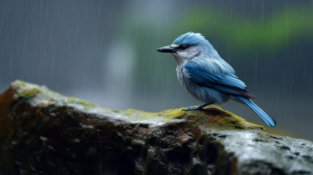 Generative AI : Blue Bird Small Niltava Niltava macgrigoriae rest on logの素材