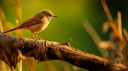 Generative AI : Female of Whitetailed Robin Cinclidium leucurum brown bird perching on branchの素材