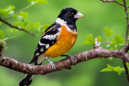 Generative AI : Longtailed ShrikeLanius schachwith his food on branch in natureの素材