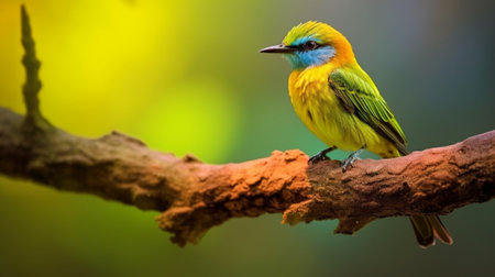 Generative AI : Greater Yellownape Chrysophlegma flavinucharest on branch in natureの素材