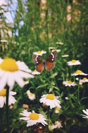 Generative AI : butterfly resting on flowerの素材