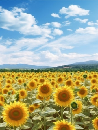 Generative AI : Sunflower fieldの素材