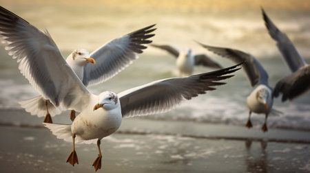 Generative AI : Action of seagull birdsの素材