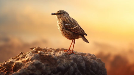 Generative AI : whitethroated rockthrush bird standing on a rockの素材