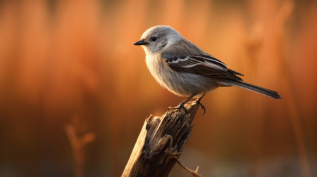 Generative AI : Beautiful bird Redstart bird Daurian Redstart Phoenicurus auroreus standing on a logの素材