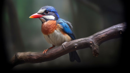 Generative AI : Banded Kingfisher Lacedo pulchella fly in the natureの素材