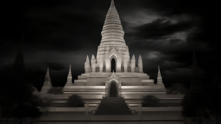 Generative AI : Ancient Pagoda build from brick at Wat Chedi Luang in Chiang Mai Thailandの素材