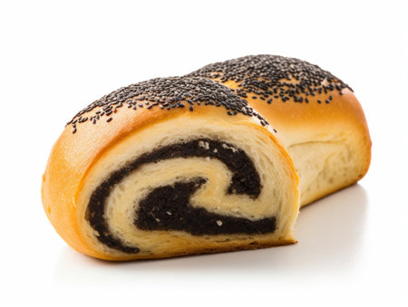 Generative AI : Black sesame Pie isolated on white backgroundの素材