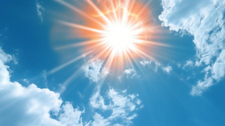 Generative AI : Bright big sun on the skyの素材