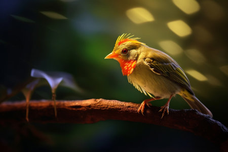 Generative AI : Chinese Rubythroat Calliope tschebaiewi relax on ground in natureの素材