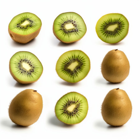 Generative AI : kiwi fruits isolated on white backgroundの素材