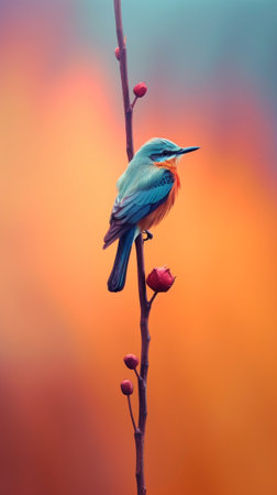 Generative AI : Beautiful bird standing on a branchの素材