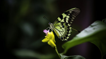 Generative AI : A closeup of Beauty butterfly resting on Flowers Hoya Carnosaの素材