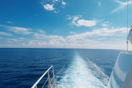 Generative AI : traveling on the sea with blue skyの素材