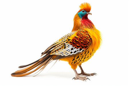 Generative AI : Golden pheasant Red golden pheasant Chinese pheasant on white backgroundの素材