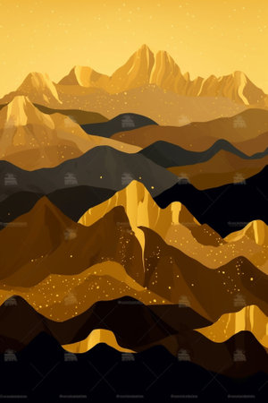 Generative AI : Beautiful landscape nature Gold color in the Evening before sunsetの素材