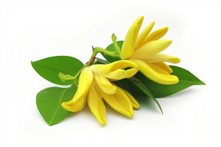 Generative AI : YlangYlang Flower Cananga odorata isolated on white backgroundの素材