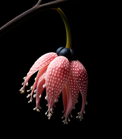 Generative AI : Beautiful flower Endemic plant Curcuma ecomata Craib in Nature on black blackgroundの素材