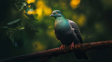 Generative AI : Great argus Doublebanded argus Argusianus argus rest on branch in natureの素材