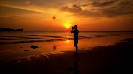 Generative AI : Tropical sunrise and the Photographer takes a good shotの素材