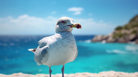 Generative AI : sea bird seagull nature closeupの素材