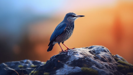 Generative AI : Beautiful bird Wallcreeper Tichodroma muraria rest on cliff in natural habitatの素材