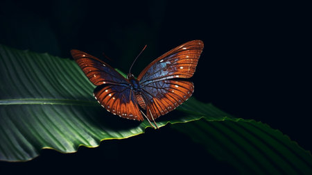 Generative AI : butterfly resting on leafの素材