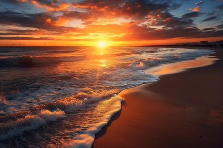 Generative AI : beautiful sunset the sun sets in the seaの素材