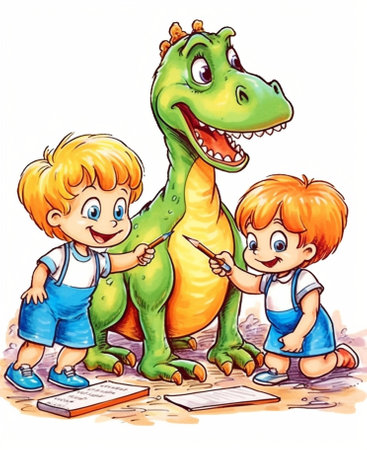 Generative AI : childrens creativity mother and children draw paints in the playroomの素材