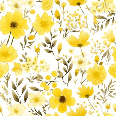 Generative AI : the natural floral background yellow wildflowersの素材
