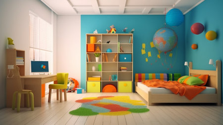 Generative AI : a interior of bedroom for child rooms for girlsの素材