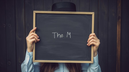 Generative AI : woman at a blank blackboardの素材