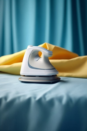 Generative AI : iron and a pile of clothes on the ironing boardの素材