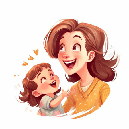 Generative AI : Happy family mother and child daughter laugh play and cuddleの素材