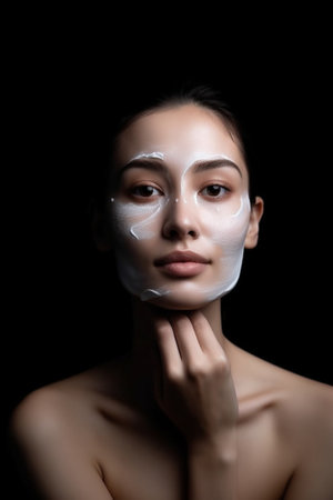 Generative AI : Beautiful young girl cares for her skinの素材