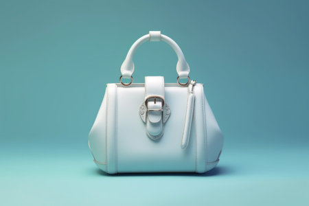 Generative AI : Beautiful elegant ladies handbag blue over whiteの素材