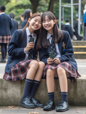 Generative AI : ppy children girls girlfriend schoolgirl student elementary schoolの素材