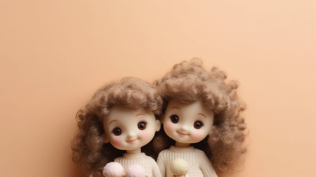Generative AI : Happy funny girl twins sisters hugging and laughingの素材